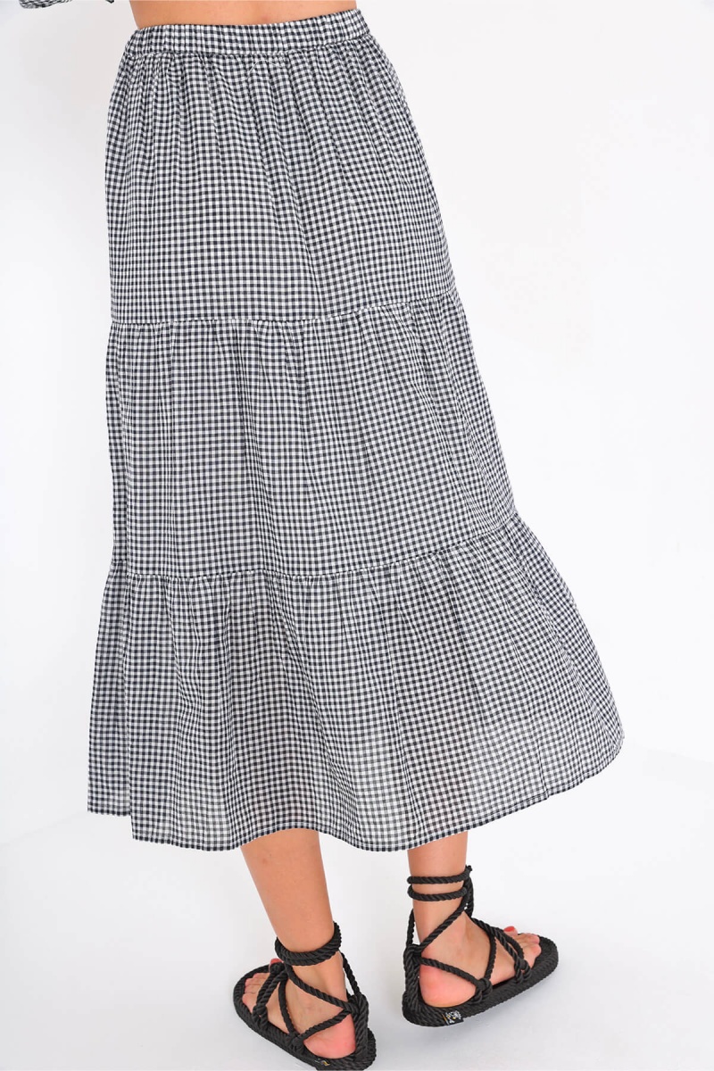 ALEXIA long skirt with ruffle and check print - CHARLIE JOE