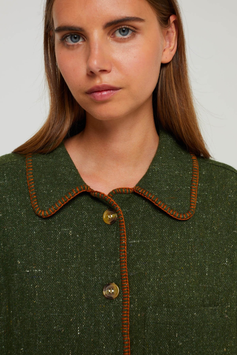 LOLI women's green shirt jacket with orange embroidery CHARLIE JOE