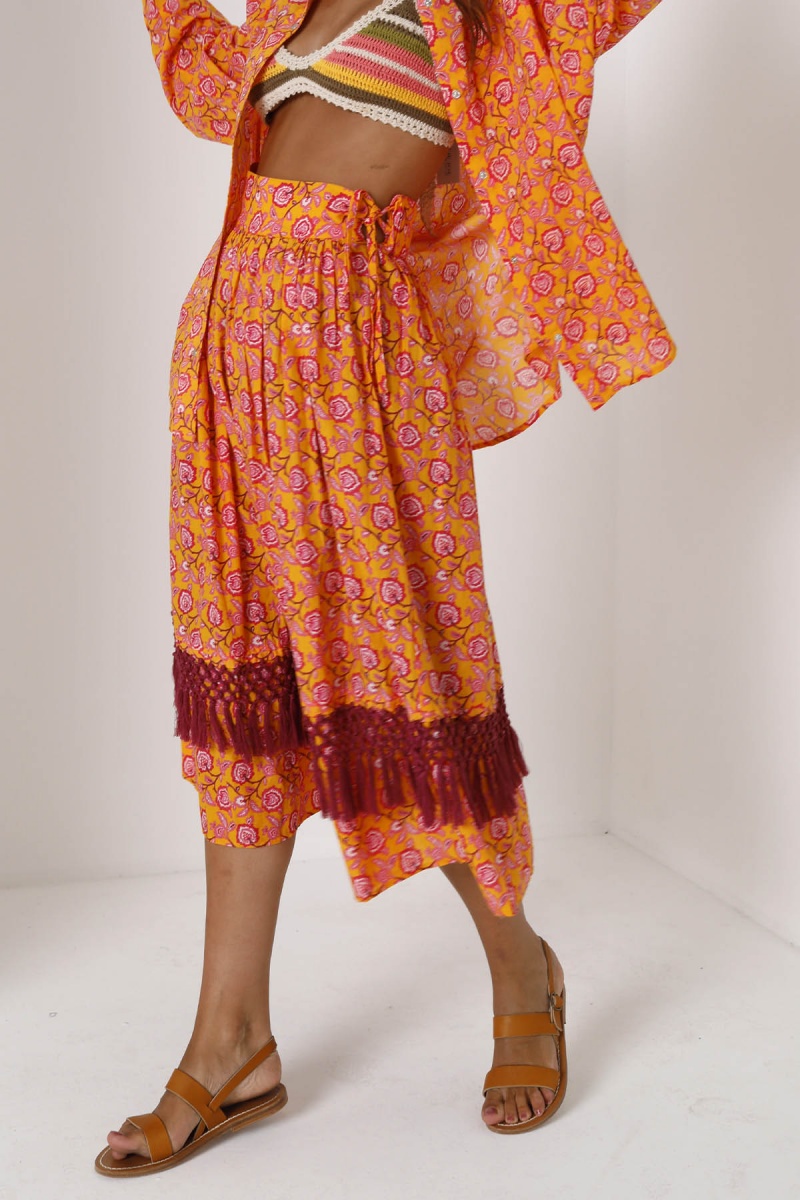 GOA flared skirt with orange and purple pattern - CHARLIE JOE
